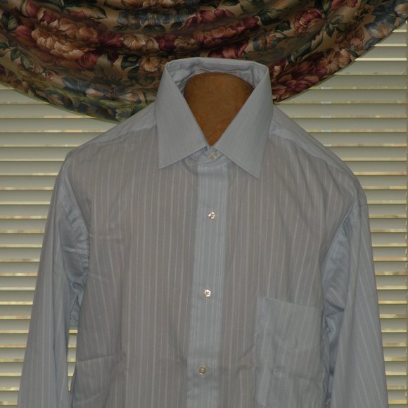 NWT $98 Light Blue Striped Dress Shirt MAYER by GITMAN BROS. 16 /… - Picture 4 of 6